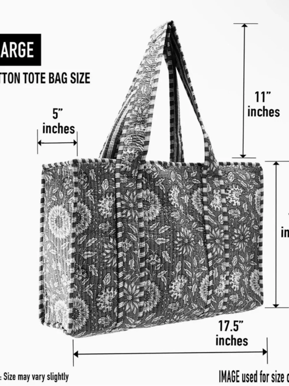 100% Cotton Blue Handmade Beach Tropical Tote Bag L Safari Summer Vacation